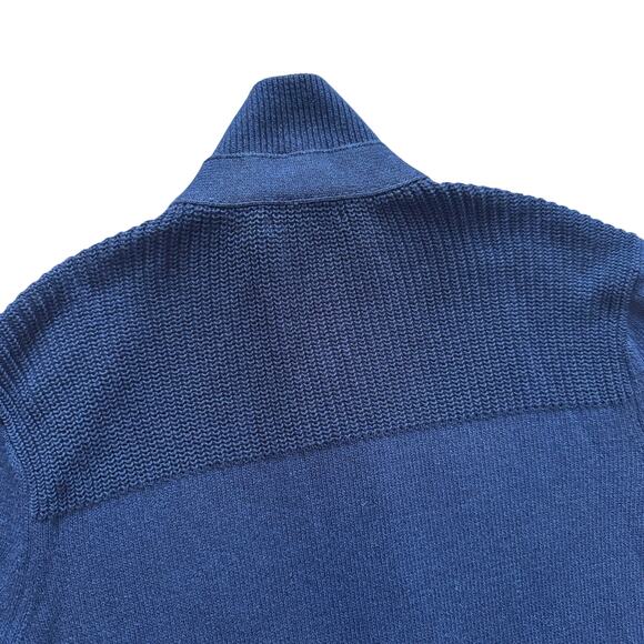 Banana Republic Full Zip Cardigan Knit sweater Men Sz XL Royal Blue Grandpacore - Picture 15 of 16